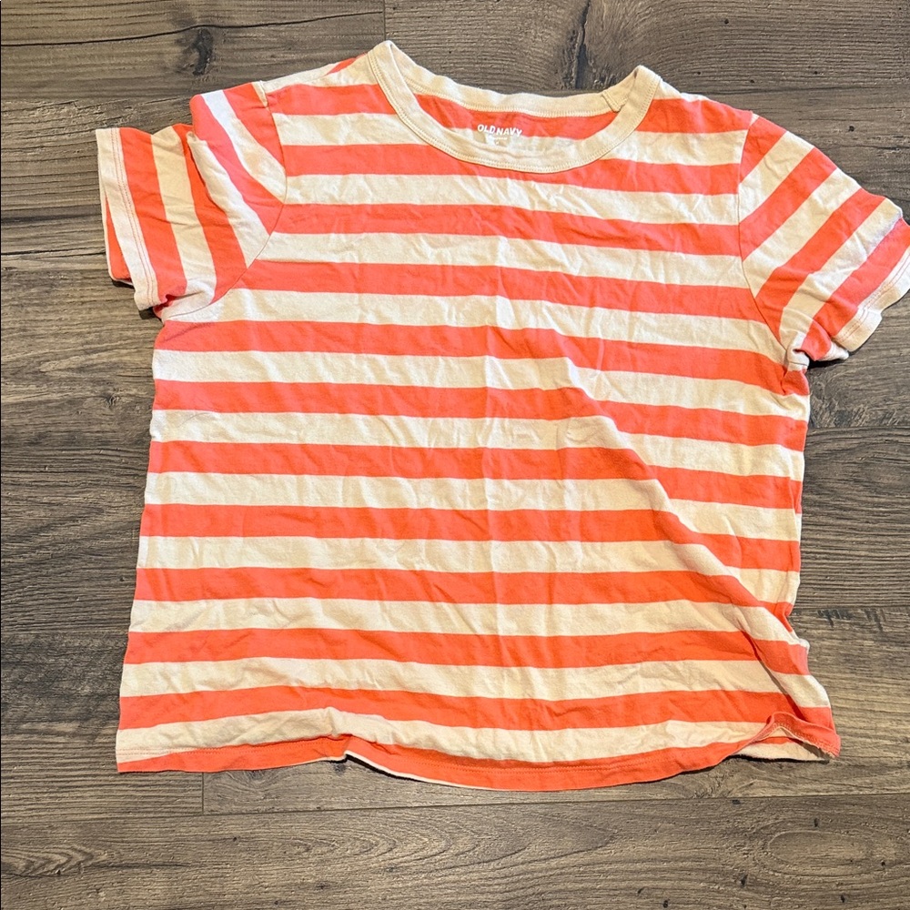 3/$8 Old Navy Tee in Coral and Tan Stripes